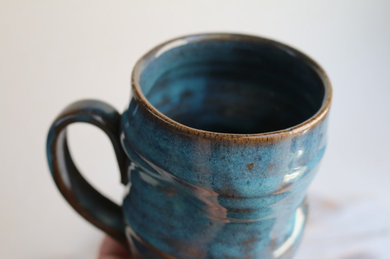 Green ceramic mug Unique Handmade Art Ceramic Mug Functional Pottery Artwork Gift for Coffee Lovers image 6