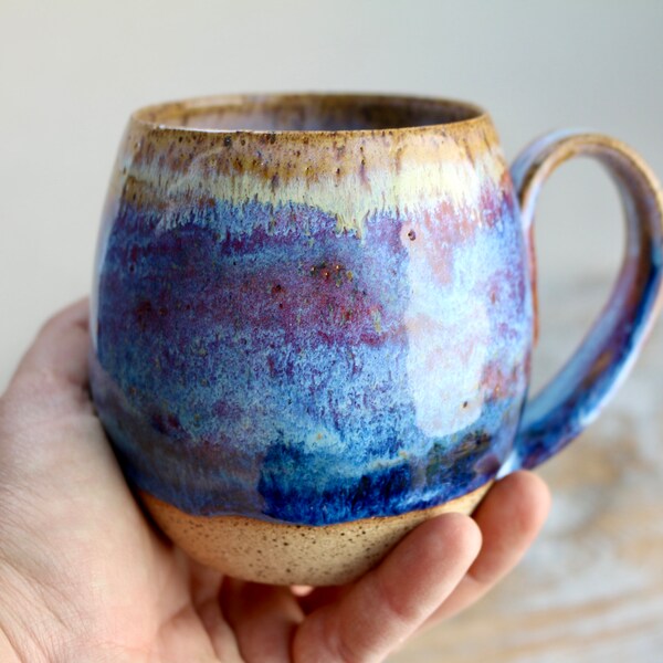 Handmade Unique  Ceramic Mug, Artisan  Purple Sunset Coffee Mug, Ceramic Cup For Tea Lover