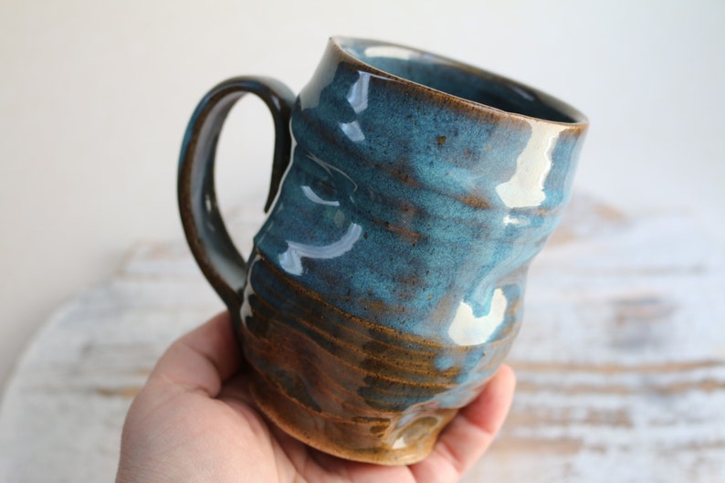 Green ceramic mug Unique Handmade Art Ceramic Mug Functional Pottery Artwork Gift for Coffee Lovers image 10