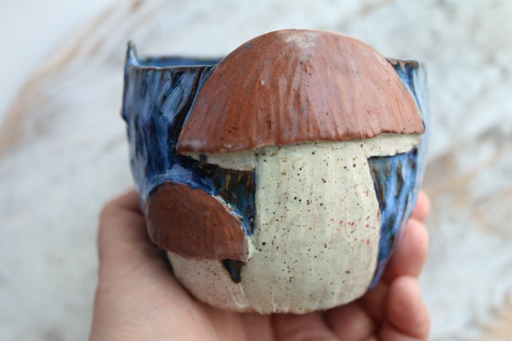 Handmade mushroom ceramic bowl by KiparukArt . For mushrooms lovers.