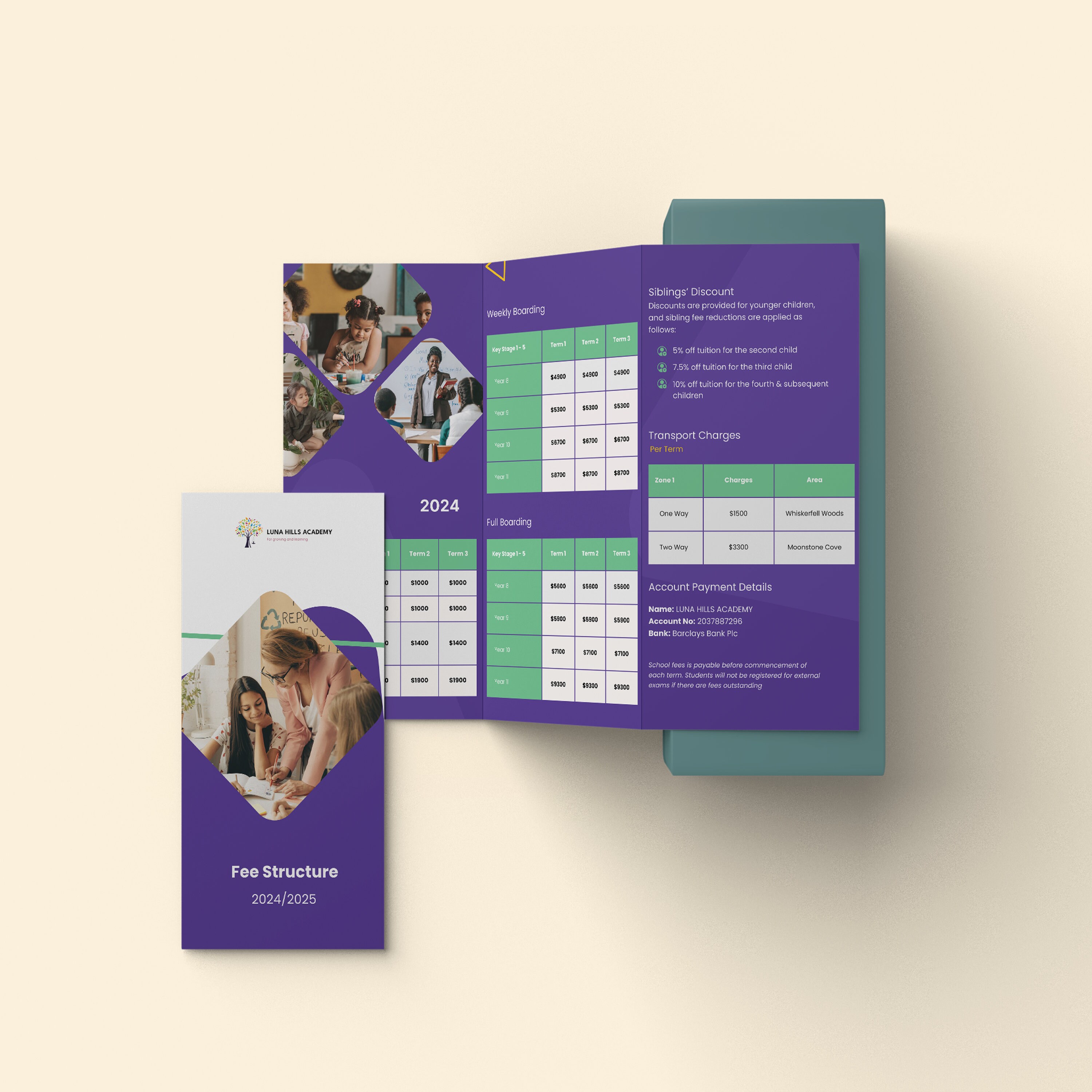 Editable Fee Structure Trifold Brochure Template | School Editable ...