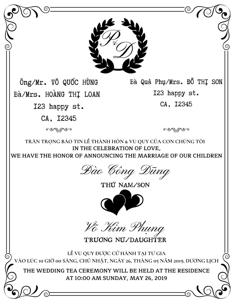 Vietnamese and English Wedding Invitation PDF Etsy
