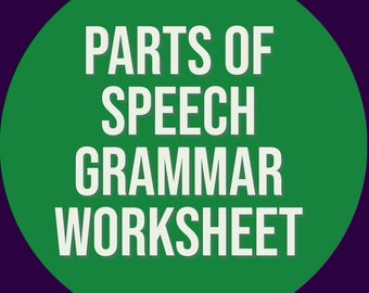 Parts of Speech Grammar Worksheet: ELA Elementary (Digital Download)