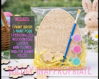Personalized Wooden Easter Egg Paint Kit, Kids Craft Activity, DIY Easter Decor