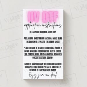 Instrukcje aplikacji UVDTF w formacie PNG Pliki cyfrowe Plik do druku