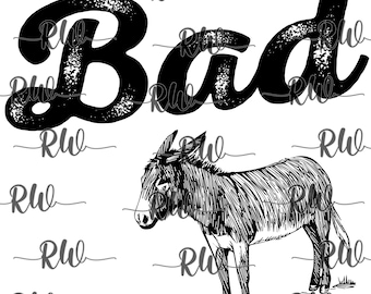Bad Ass Donkey PNG, Shirt Graphic (Digital File)