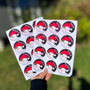 Personalized Santa Name Stickers | Custom Christmas Labels | Gift Tags | Kids Holiday Stickers | Santa Hat Design