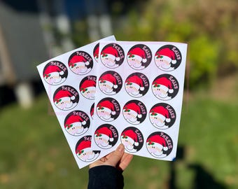 Personalized Santa Name Stickers | Custom Christmas Labels | Gift Tags | Kids Holiday Stickers | Santa Hat Design