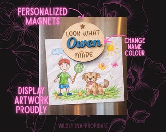 Personalized Kids' Name Fridge Magnet: Wooden Artwork Display