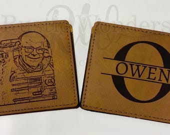Personalized Engraved PU Leather Wallet: Custom Bifold Gift