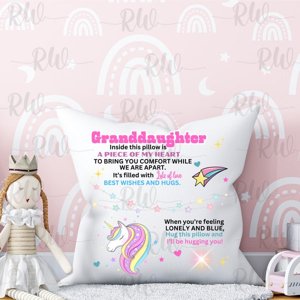 Childrens Pillow cover Unicorn Granddaughter pillow cover PNG