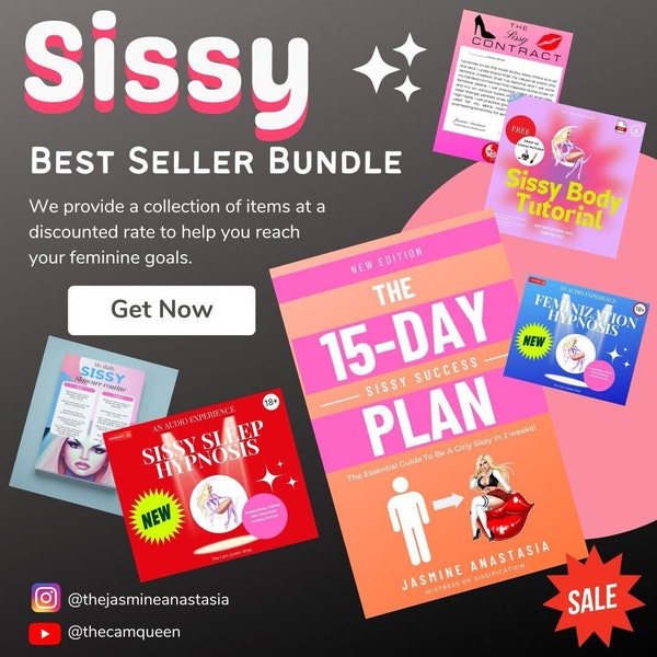 Sissy Best Seller Bundle Includes Sissy Sleep & Feminization Hypnosis, The Sissy Contact, My eBook "The 15-Day Sissy Success Plan" and more!