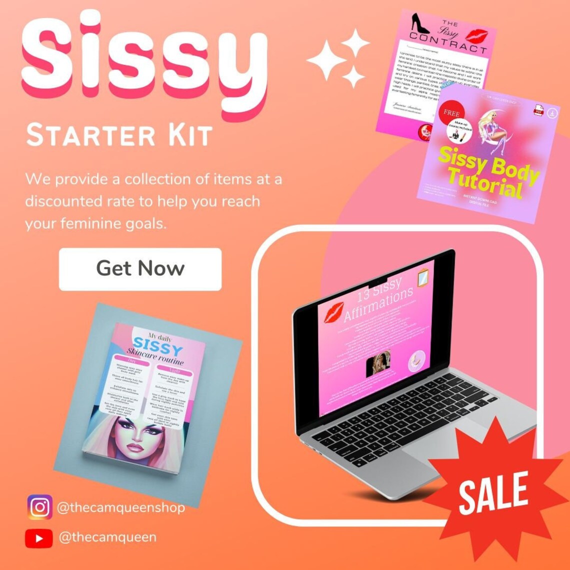 Sissy Start Kit 5 Items Instant Download, 100 Sissy Names, Sissy