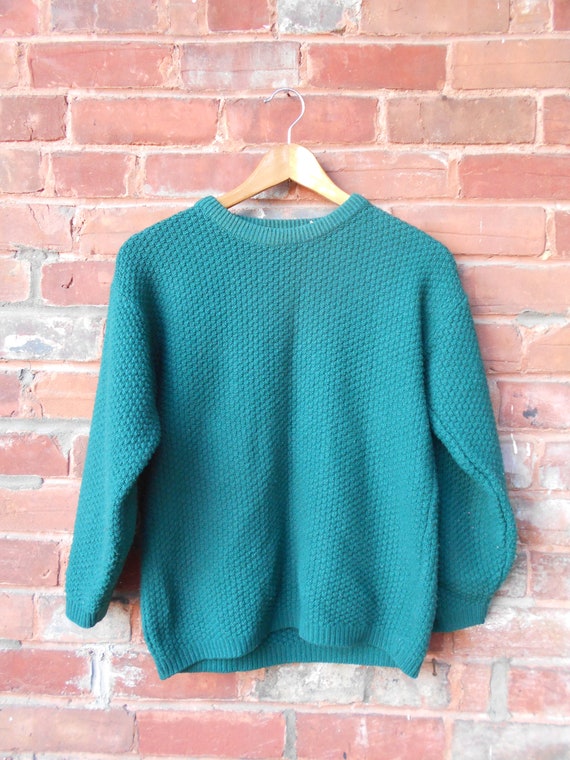 Hunter Green Sweater with Nubby Texture / M/L / 9… - image 9