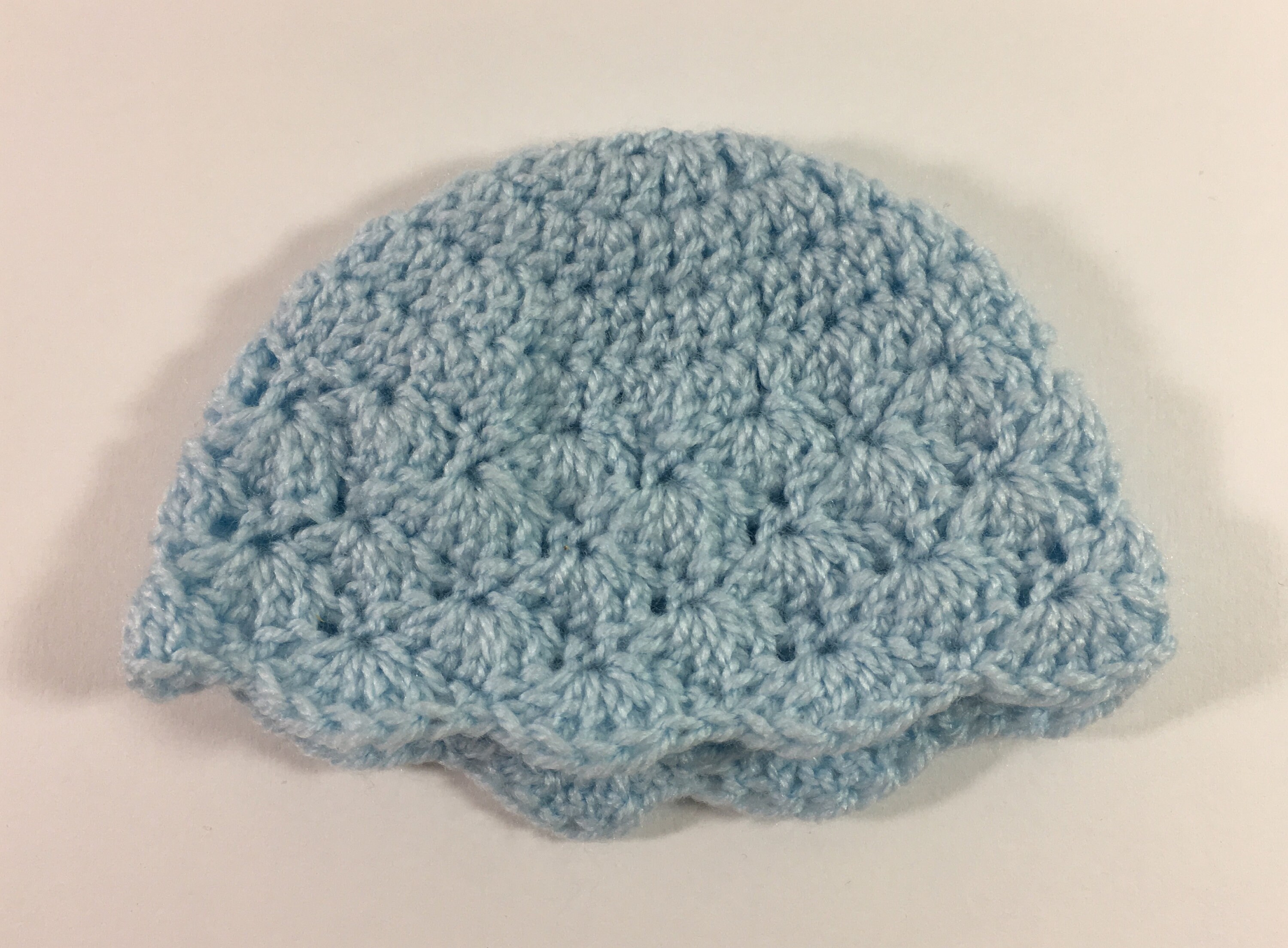 Crochet blue newborn baby boy hat Scalloped Edge Etsy