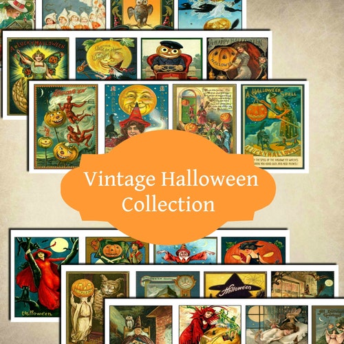 Set Five 3 Vintage Halloween Postcard Collage Sheets - Etsy