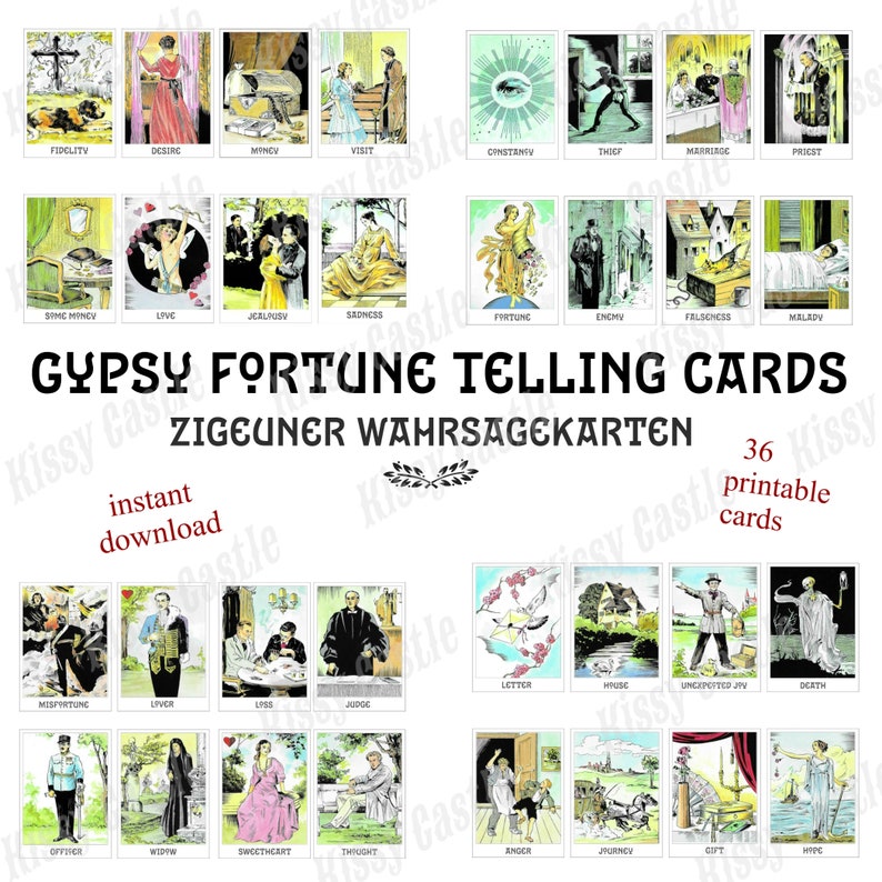 DIY Printable Hungarian Gypsy Fortune Telling Card Set | Etsy