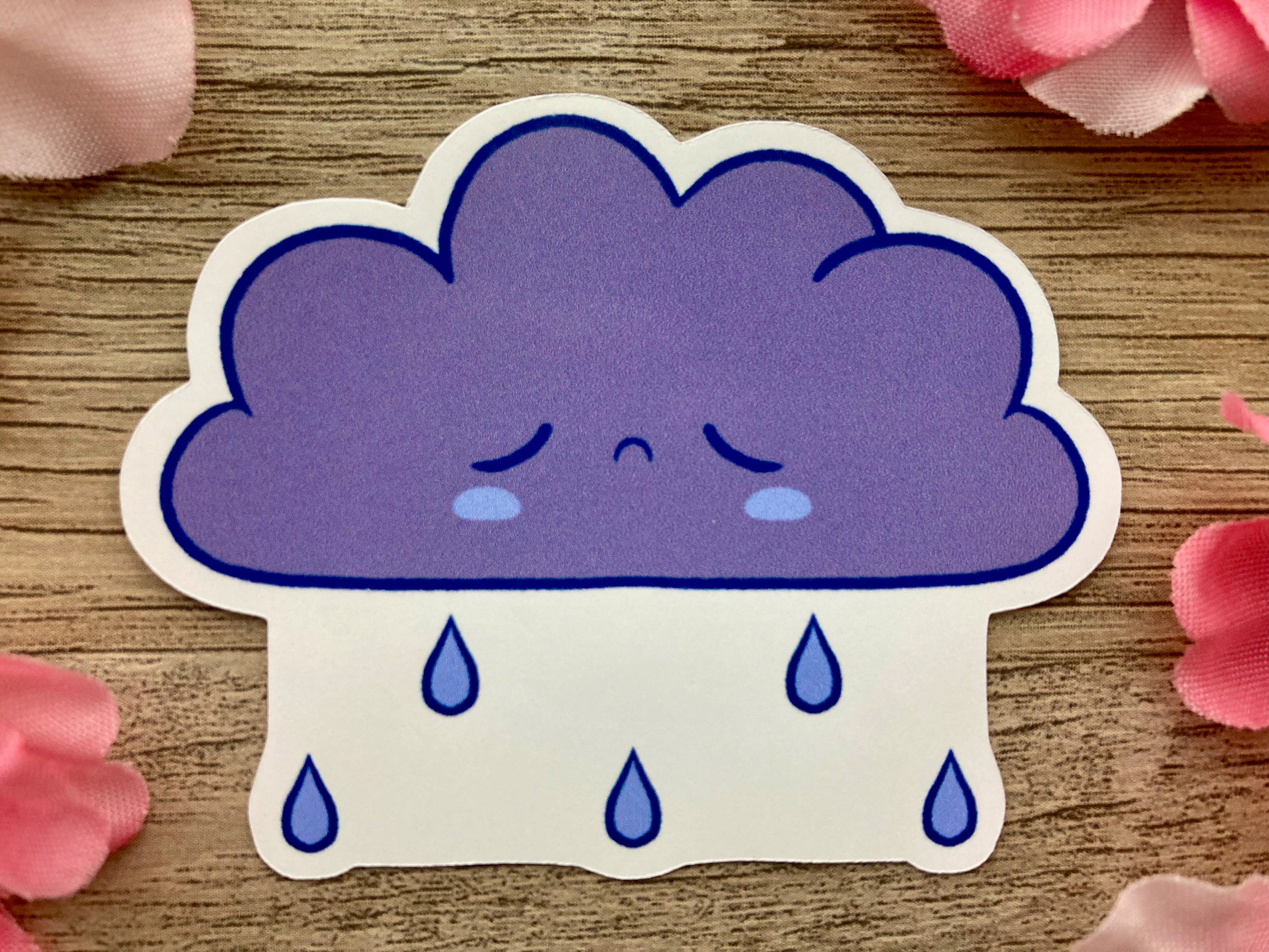 Cute Chibi Sad Rain Cloud Weather Sticker - Etsy