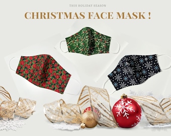 Christmas face masks/ Adult, teenager and toddler sizes/Holiday face mask/100% cotton/ washable/ same day shipping/ reusable/ made in USA/