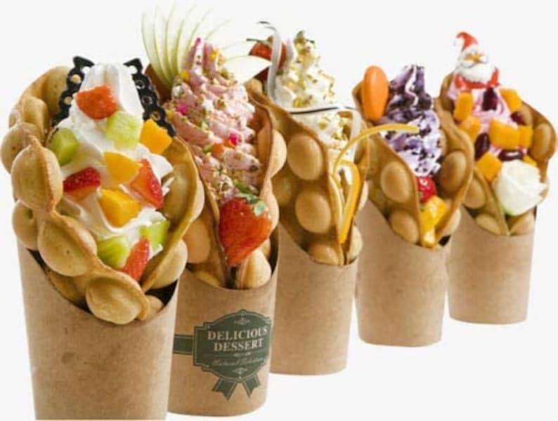 BUBBLE Waffle Cone Cup Kraft paper container pack ideal for Etsy