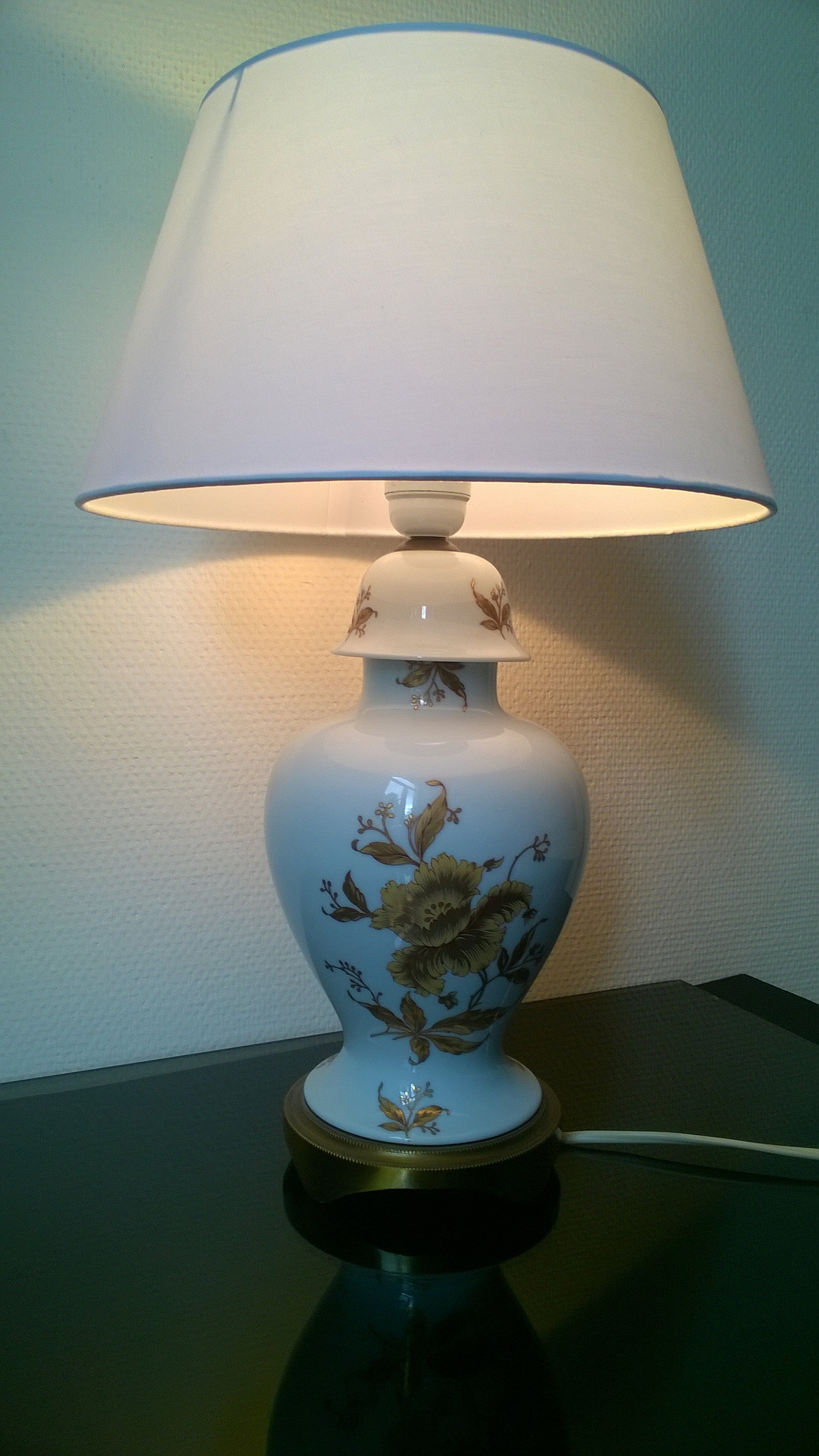 Limoges Porcelain Table Lamp on Brass Stand Etsy