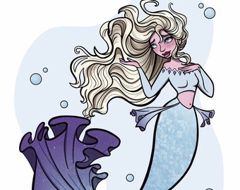 White-Haired Mermaid Art Print