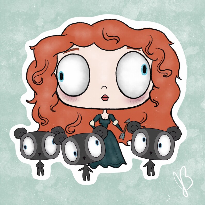 Merida and her three brothers from Brave Single Sticker | Etsy