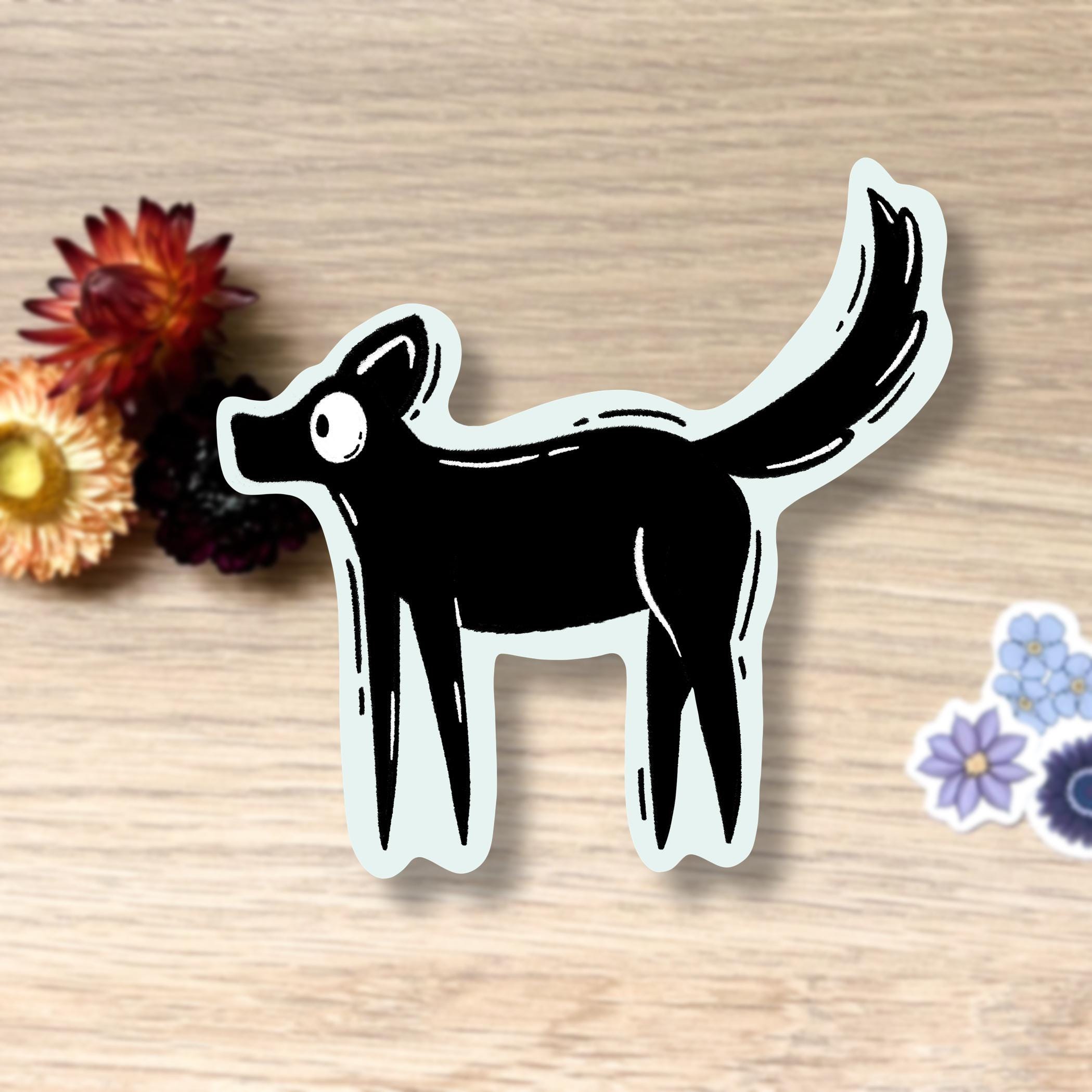 Small Dog Shadow Waterproof Die-Cut Vinyl Sticker