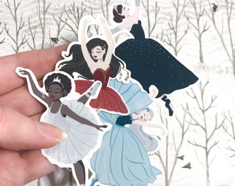 Four Ballerinas, Large Waterproof Stickers