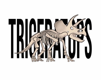 Triceratops Skeleton Dinosaur Art Print