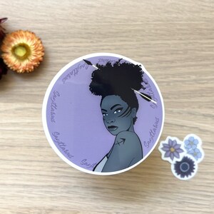 Sagittarius Zodiac Black Woman in Purple, Single Sticker, Waterproof, Vinyl