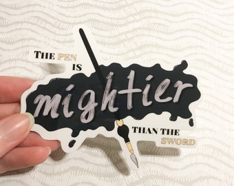 Author Sticker Storytelling /& Writing Pen is Mightier than the Sword Water-Resistant Vinyl Adhesive Laptop Sticker