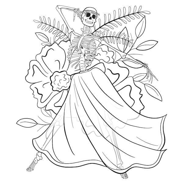 Skeleton Gypsy Printable Coloring Page