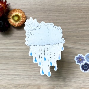 Cloud, Rain, And Sun, Large Waterproof Sticker