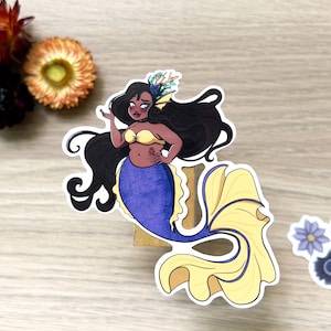 Purple and Yellow Mermaid Single Sticker Waterproof Vinyl