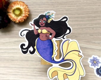Purple and Yellow Mermaid Single Sticker Waterproof Vinyl