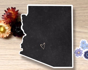 Black Arizona State With Phoenix Heart, Single Sticker, Waterproof Vinyl