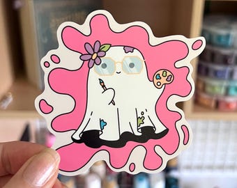 Artsy Ghost Sticker: Waterproof Vinyl Decal for Artists
