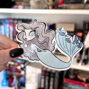 Pale blue and gray Mermaid, Large Waterproof Sticker
