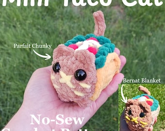 Patrón de ganchillo para mini gato taco: peluche sin costuras (descarga en PDF)