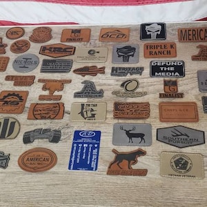 Custom Laser Engraved Faux Leather Hat Patches: Personalized Design, Adhesive Backing