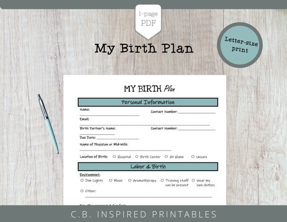 My Birth Plan - Etsy