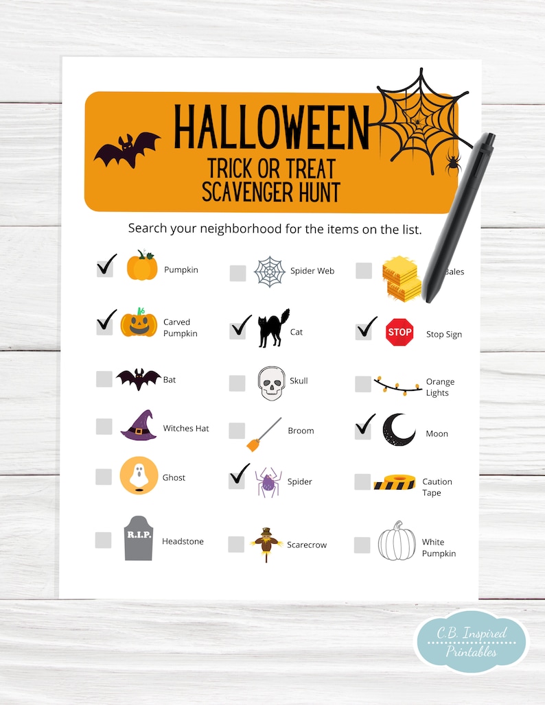 Halloween Trick or Treat Scavenger Hunt Printable Kids Game Etsy Halloween Trick or Treat Scavenger Hunt Printable Kids Game Etsy