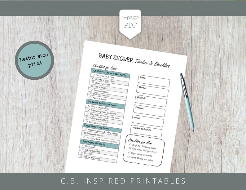 Baby Shower Timeline & Checklist Etsy