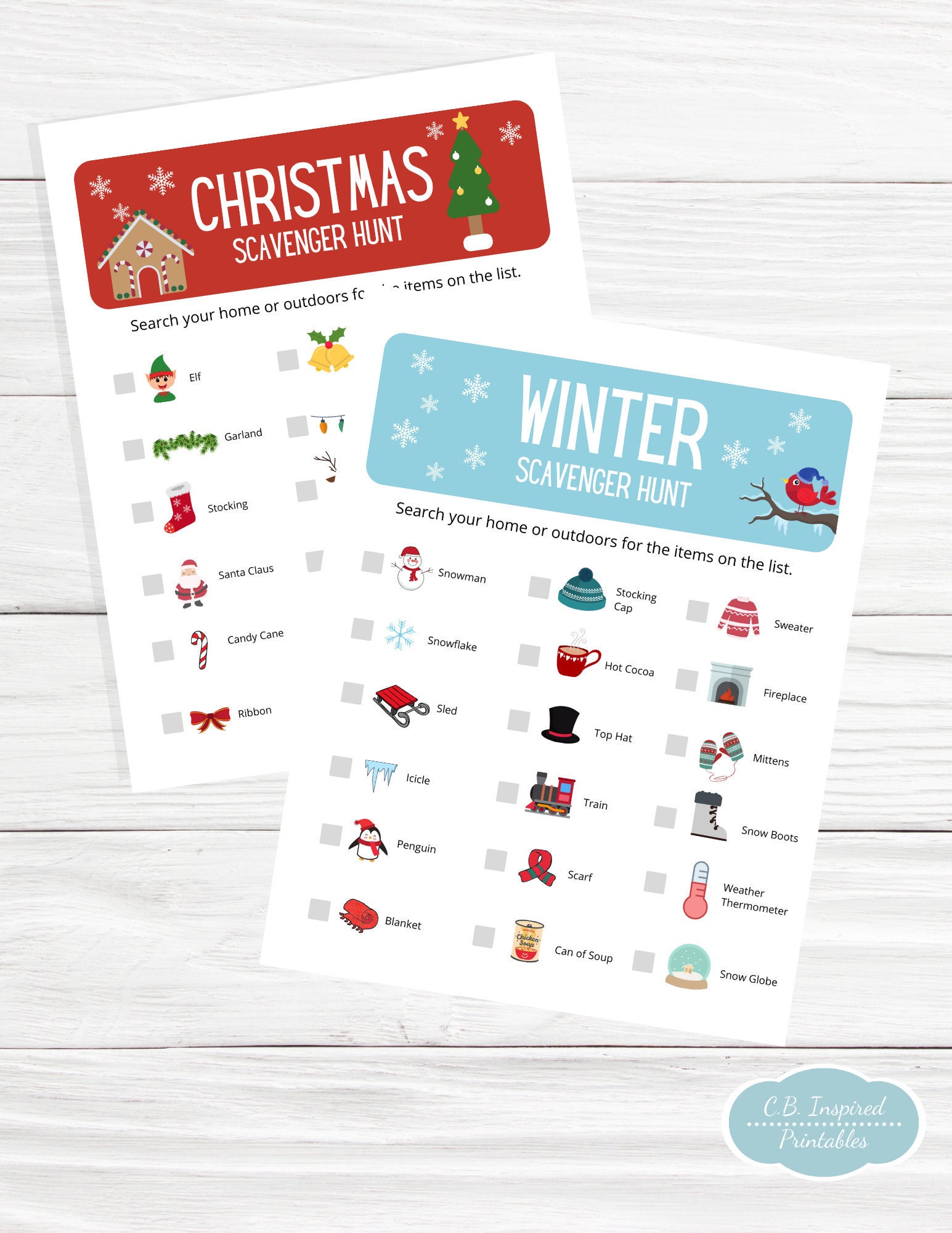 Buy Christmas and Winter Scavenger Hunt Printable Kids Game Bundle ...