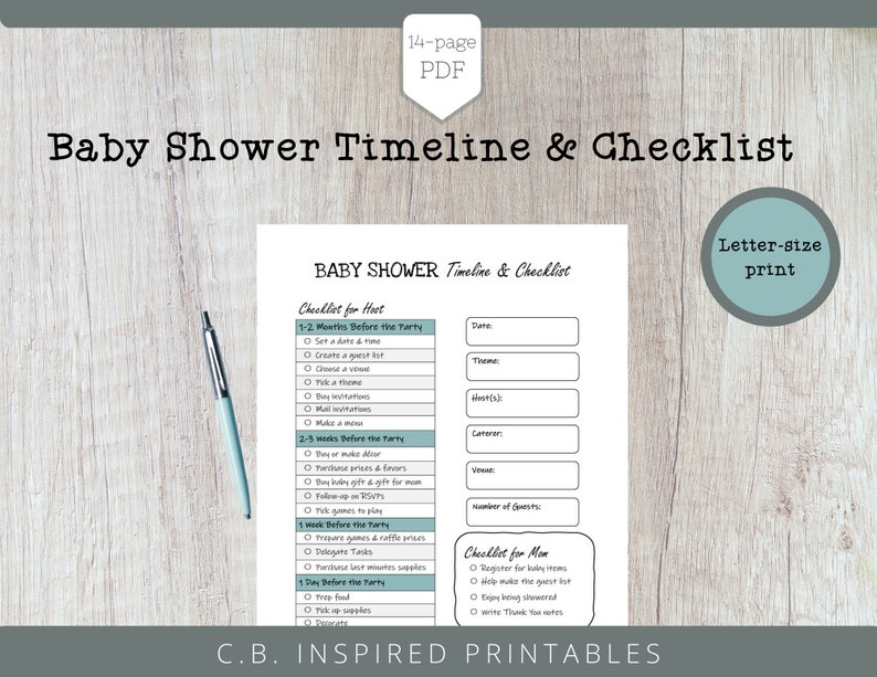 Baby Shower Timeline & Checklist Etsy