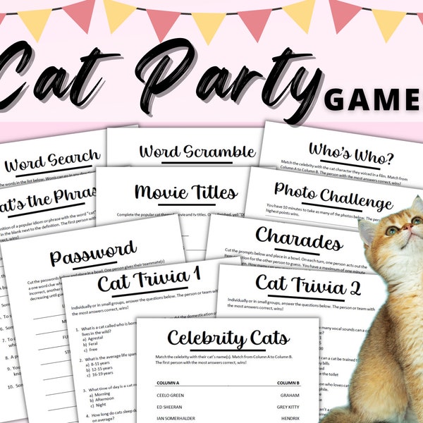Cat Party Games | Purrfect Kitten Birthday Games |  Cat Lover Birthday Party