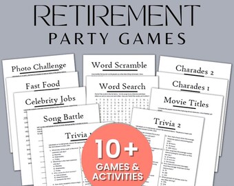 Retirement Party Games | Printable Activities for Boss or Coworker Celebration | Office Send-Off Party Icebreakers & Trivia