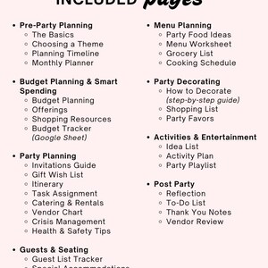 Party Checklist & Event Planner PDF | Digital Event Organizer | Birthday Party Plan | Budget Tracker Google Spreadsheet | Party Planning Kit image 2