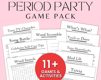 Period Party Game Pack | Zeitraum Feiern | Neumond Spiele | SOFORTIGER DOWNLOAD